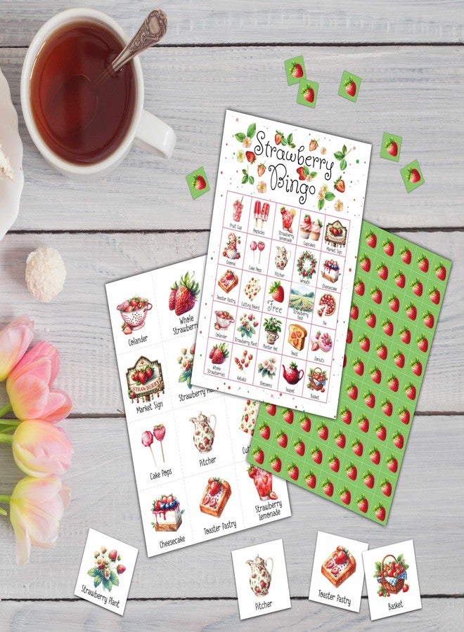 KFNER Strawberry Bingo Games - Summer Berry Bingo Card - 24 Players Bingo Game Set for Adult Family Friends - Indoor Outdoor Activities - Fruit Themed Birthday Party Favors Supplies -C07 - Image 3